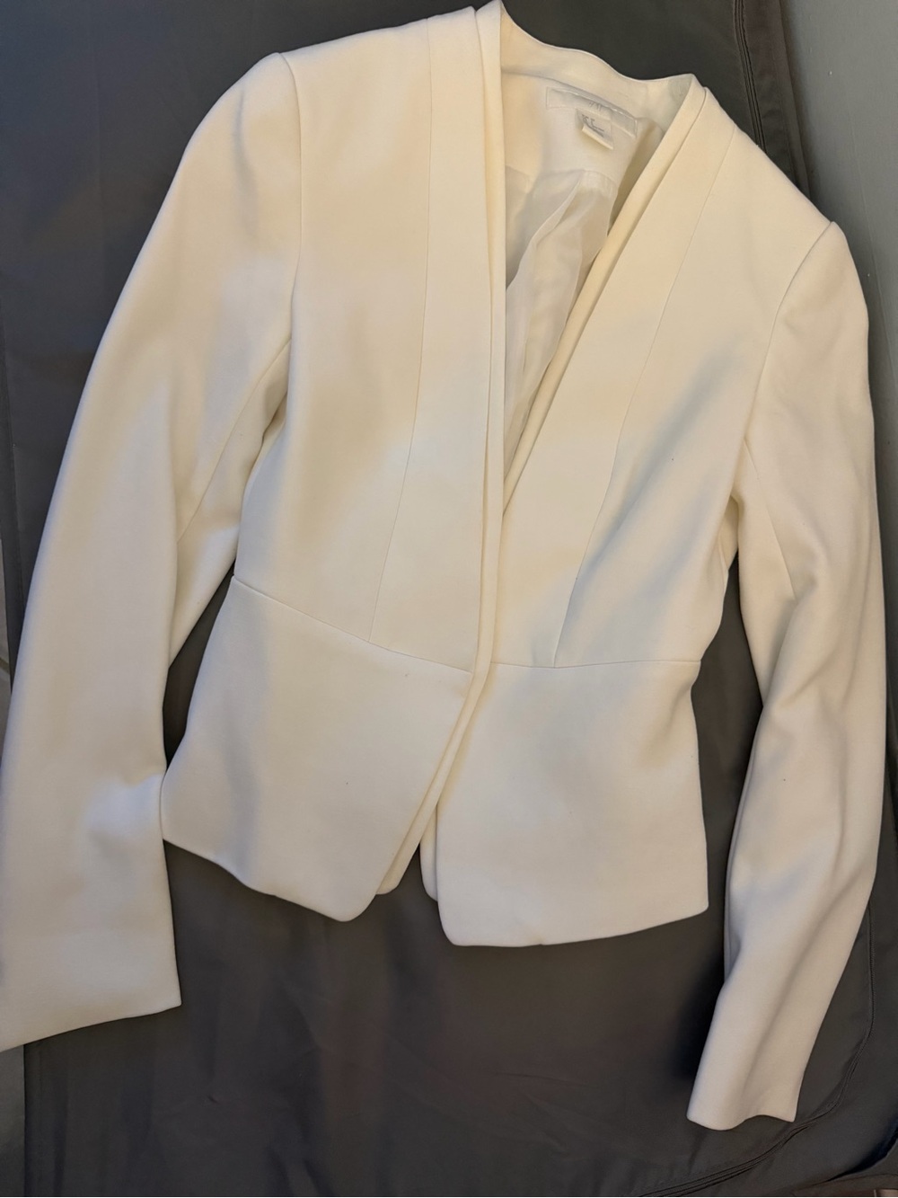 H&M Women's Cream Open-Front Structured Blazer Jacket